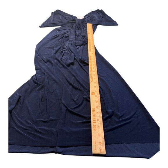 MISA Los Angeles Xenia Crepe Jersey Maxi Dress Draped Knot Front Royal Blue XS - Picture 11 of 11